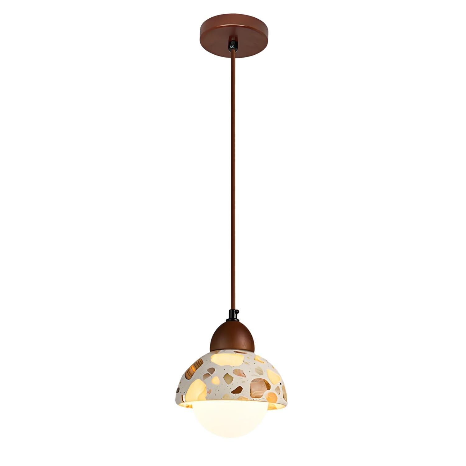 KXEcoLife Japanese Wabi Sabi Style Pendant Light Natural Stone Shade Nordic Wood Chandelier,Natural Hanging for Dining Room Kitchen Island Hallway
