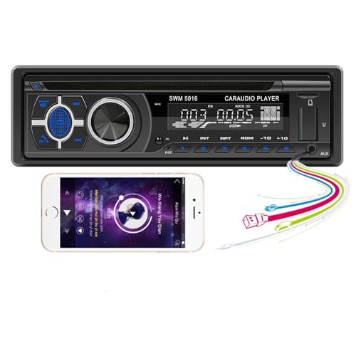 WEPARTICULAR Single Din Car Stereo CD DVD Player,MP3 USB Music Unit Car Radio,Support Bluetooth FM/RDS/USB/AM