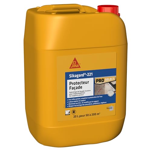 SIKA - Hydrofuge imperméabilisant façade et mur - Sikagard 221 Protecteur Façade Incolore - Réduit l'acrochage des poussières/végétaux/pollution - Ne jaunit pas - Résiste aux UV - 20L