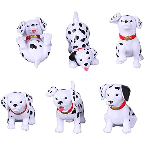 6Pcs Mini Dog Figure Cake Toppers, Fairy Garden Miniature Dog Figurines Fairy Garden Miniature Moss Landscape Diy Terrarium Crafts Ornament(Dalmatian) #TOP3