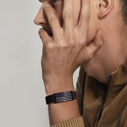 Patriotic American Flag Bracelets for Men Boys - Adjustable Black Military Elastic Stretch Strap with Inspirational Bible Verse - Veteran Gifts, Soldier Appreciation Jewelry2