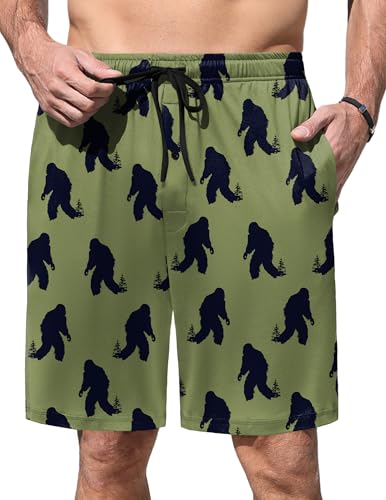 Image of Ekouaer Men's Pajama Shorts Soft Sleepwear Bottoms Elastic Waistband Loungewear Breathable Men Shorts with Pockets