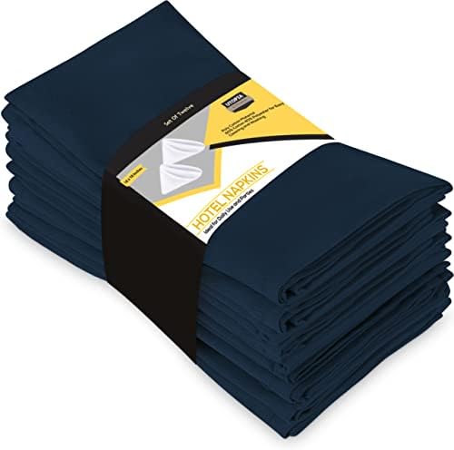 Utopia Kitchen Cloth Napkins [12 Pack, White] 46x46 cm Cotton Blend Washable and Reusable Table Dinner Napkins for Hotel, Lunch, Restaurant, Weddings, Event and Parties