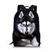HUGS IDEA Sac à dos d'écolier pour enfants avec imprimé animal, Husky (Noir) - Y-W1662C