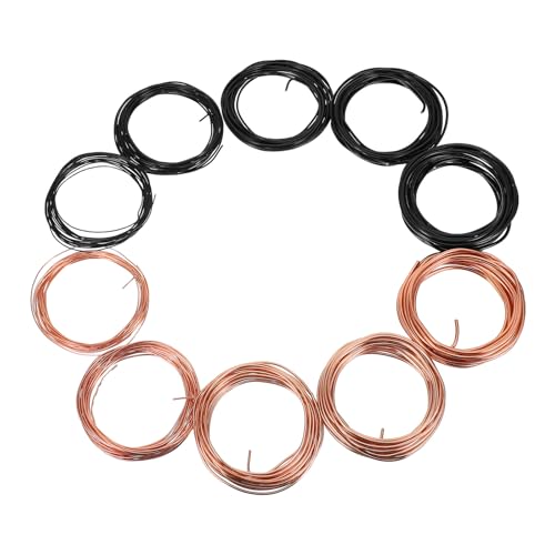 DOITOOL Alambre para Bonsáis de Aluminio Flexible 10 Piezas 5 M Surtido (1.0/1.5/2.0/2.5/3.0 Mm) Color Marrón Claro y Negro para Jardinería, Modelado y Fijación de Ramas