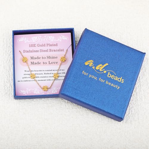 Image of 18K Gold Plated Stainless Steel Dainty Charms Colorful Crystal Birthstone Bracelet Minimalist Cute Jewelry for Women