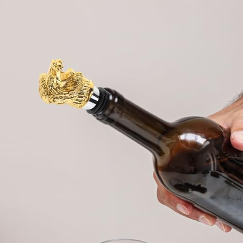 Tapón de vino de acero inoxidable premium con sofisticado león dorado texturizado 6