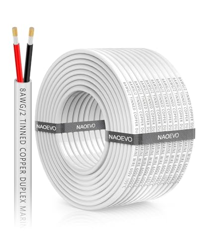 NAOEVO 8 Gauge Marine Wire Duplex, 8 AWG Wire, 8/2 Marine Cable, 60FT