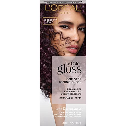 L’Oréal Paris Le Color Gloss One Step In-Shower Toning Hair Gloss, Neutralizes Brass, Conditions & Boosts Shine, Iridescent Plum Purple, 4 Ounce