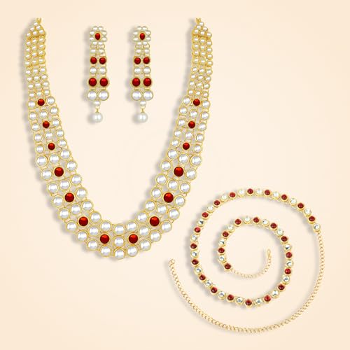 Image of Peora Anuskha Sharma Inspired Kundan Necklace & Jewelry Set Gift For Women