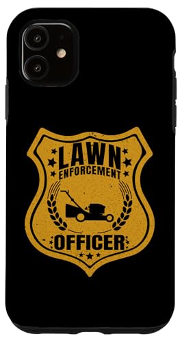 Custodia per iPhone 11 Lawn Enforcement Equitazione Rasaerba Divertente Giardiniere Papà Vintage