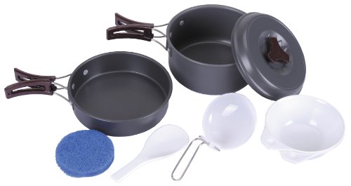 Fox Outdoor - Batería de Cocina de Aluminio y Utensilios para Camping, Color Gris