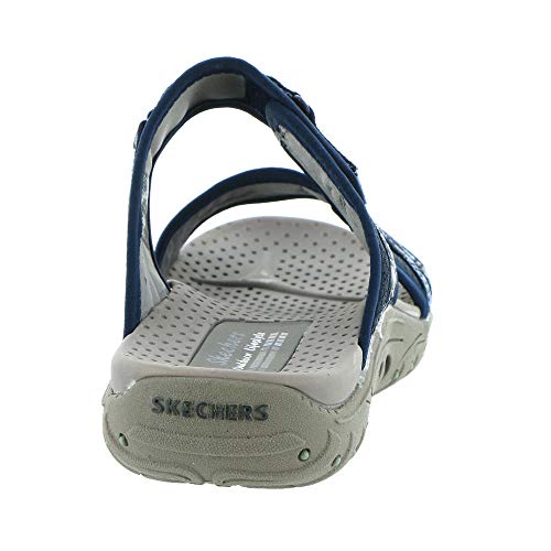 Skechers Women's Reggae-Fizzle-Adjustable Webbing Slide Sandal, Navy, 9 M US