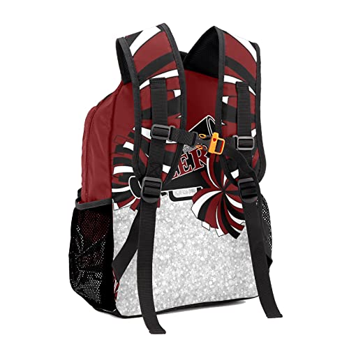Personalized Cheerleader Dark Red Black Custom Backpack Waterproof Multifunctional Daypack with Name Gift2