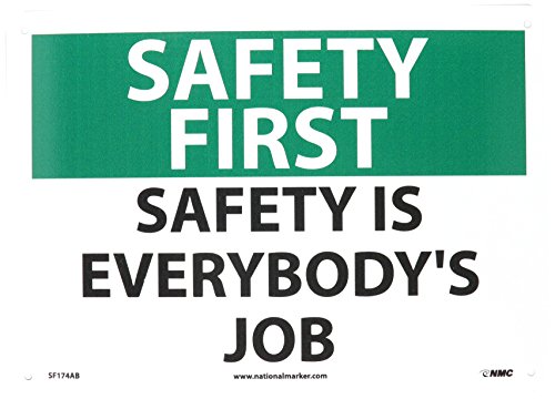 Panneau OSHA Safety First NMC en aluminium de 35x25 cm noir et vert pour signalisation de sécurité