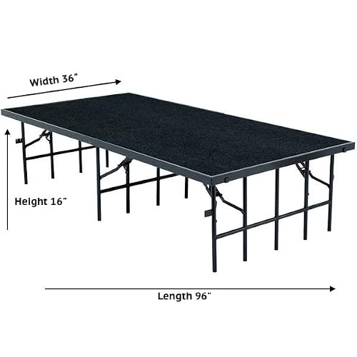 Portable Stage With Carpet Event Stage Floor Stage Stage Portable Platform Stage Riser Portable Stages Dance Floor For Outdoor Party Platform Outside Easy Riser(Black Carpet, W36" X L96" X H16") #TOP2