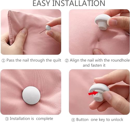 Image of DIVOX Duvet Clips Mushroom Cover Pins Cotton Quilt Fixer Duvet Fasteners Grippers Anti-Movement Bed Clamps Sheet Holder for Socks Curtains Cove Fixing Clips (Grey, 4)