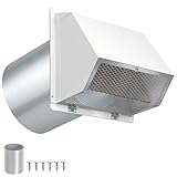 10' Hooded Wall Vent with Screen and Damper,Outdoor Wall Mount Exhaust Vent Cover Cap Dry Vent Hood Air Ventilation for Kitchen Range Hood HVAC Duct House and Industrial Facilities, White