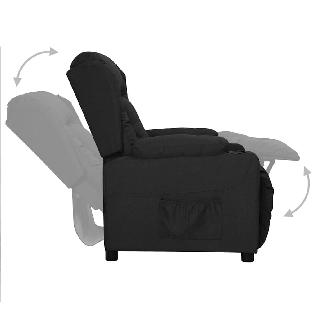 Poltrona relax per TV, con portabicchieri, in tessuto, colore nero