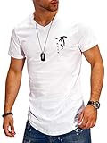 Durch einen diskreten Print im Brustbereich und eine lange Oversize-Passform wird dieses Shirt unaufdringlich zum modischen Highlight. Es kann einzeln oder unter Sweatjacken und Cardigans getragen werden und wirkt dabei ganz unterschiedlich, mal als Fashion-Statement, mal als unifarbenes Basic. Auf einen so vielseitigen Style sollten Sie nicht verzichten. Durch weichen Jersey wird das Kurzarmshirt besonders bequem.