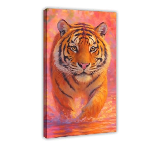 Toile tigre maximaliste décoration murale salon et chambre 50x75cm
