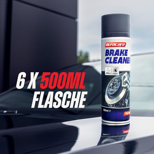 Alfacare Bremsenreiniger Spray für Auto, schnell wirkender Entfetter & Schutz für Bremsen, Kupplung, Motorteile.Verlängert die Bremsenlebensdauer & verbessert die Leistung. 500ml Dosen. - 6pack