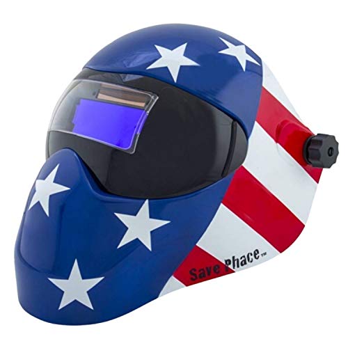 Save Phace Auto Darkening Welding Helmet Patriot EFP I Series-Ear to Ear vision Welder Hood Grinding Mask with External 2' x 4' Adjustable ADF for SMAC/MIG/TIG/SPOT - 2 Sensors Solar Powered (3012480)