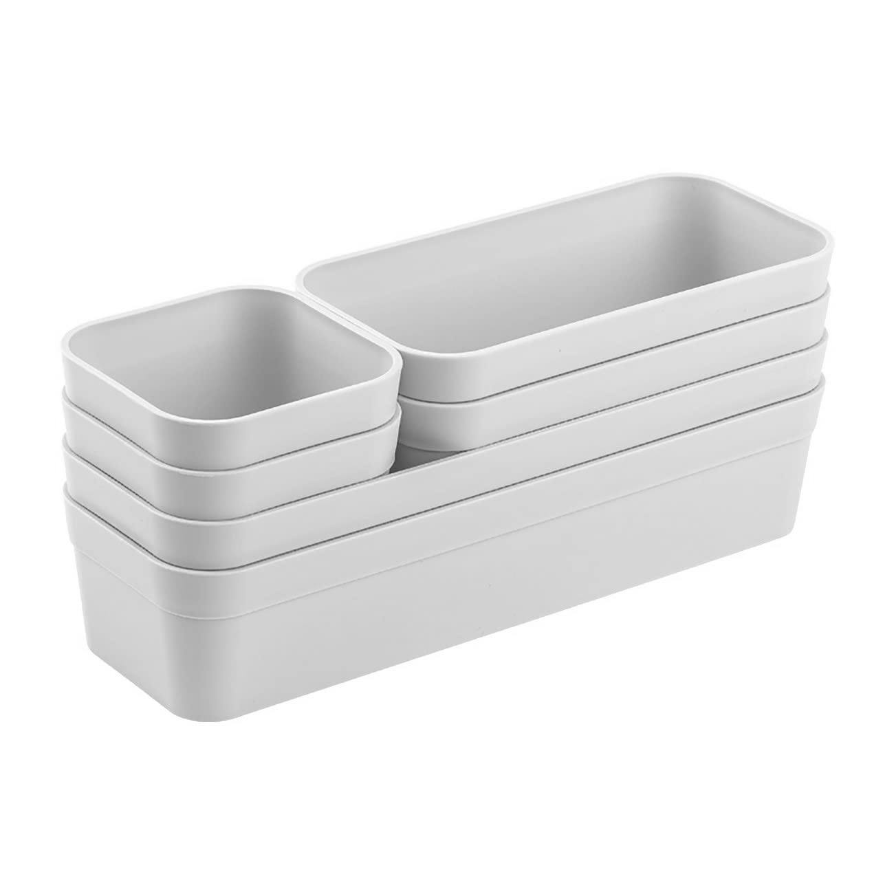 Gariella 1x Schubladen-Organizer Set Aufbewahrungs-Box Einteiler verstellbar hellgrau