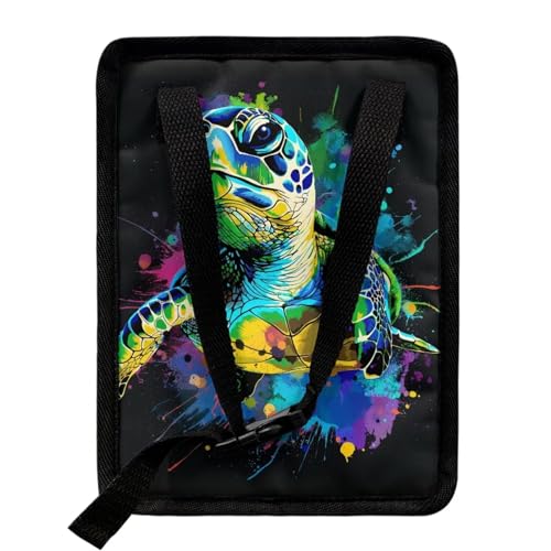 Image of Talayituse Turtle Paint Splatter Print Car Trash Can with Adjustable Straps, Foldable Car Trash Bag Bin Car Garbage Bag Multipurpose Storage Box for Vehicle Travel Camping Picnicing