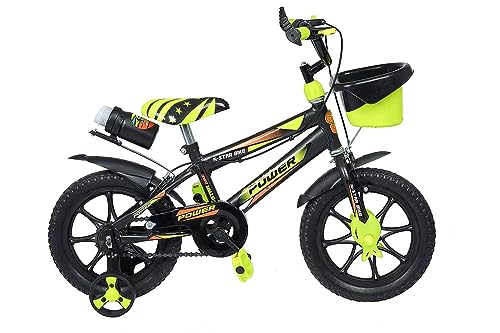 Image of NORMAN JR BMX Collection - Bike for Boys and Girls, Kids' Bicycle 14 Inch with Training Wheels for Ages 3-7 Years Old, Toddler Bike with 95% Assembled- Parrot Green