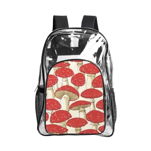 PPHGUT Transparenter Rucksack mit Pilzdruck, für Kinder, Teenager, Erwachsene, transparente Tasche für Reisen, Wandern, Pendeln