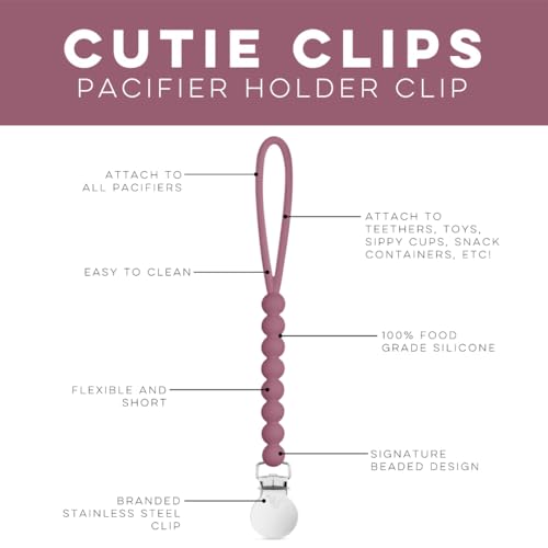 Image of Ryan & Rose Cutie Clip 2 Pack - Pacifier Clip Holder Silicone (Judy-Wisteria /Judy-Raisin)