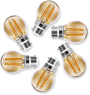 6Pack Royalux Dimmable LED Vintage Filament Antique Edison Light Bulb 4W B22 BC Golfball G45 Amber/Golden Great Mood Warm Glow Energy-Saving No Flicker