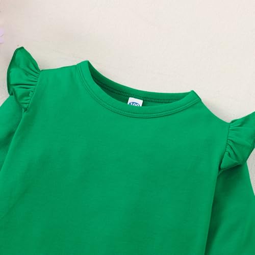 Image of LYSMuch 7-14Y Girls Ruffle Long Sleeve Shirt Kids Crewneck Basic Blouse Casual Tee