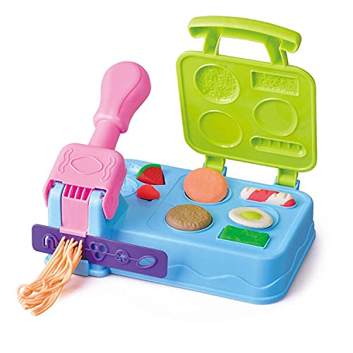 HASAYAQI Burger Barbecue Color Dough Sets,Play Food Modeling Dough Kitchen Creations Toys,21 Play Kitchen Accessories,Color Dough Set for Kids Ages 4-8, 5 Colors, Preschool Color Dough Cooking Toy