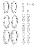 Small Gold Plated Hoop Earrings for Women with Charm - Hypoallergenic Cartilage Earring Sets for Multiple Piercing Sensitive Ears Silver Hoops Huggie Stud Earring Stacks Helix Conch Jewelry