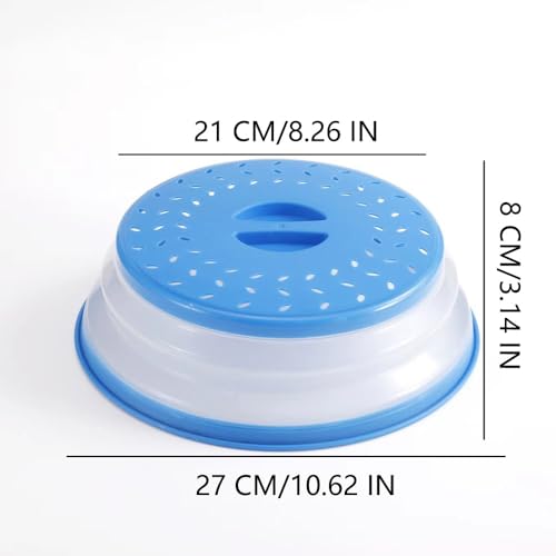 Image of Collapsible Microwave Splatter Cover, Microwave Plate Cover With Steam Vent(10.5 IN,Sky blue)