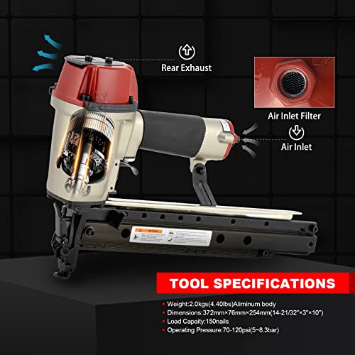 Crewtower T64 16 Gauge, 1" To 2-1/2" Straight Finish Nailer Pneumatic Finishing Nail Gun For Molding, Baseboard, Trim And Finishing, Air-Powered #TOP3