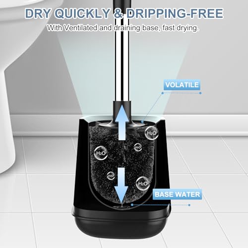 image for SetSail Toilet Brush and Holder, Self Closing Lid Toilet Bowl Brushes 