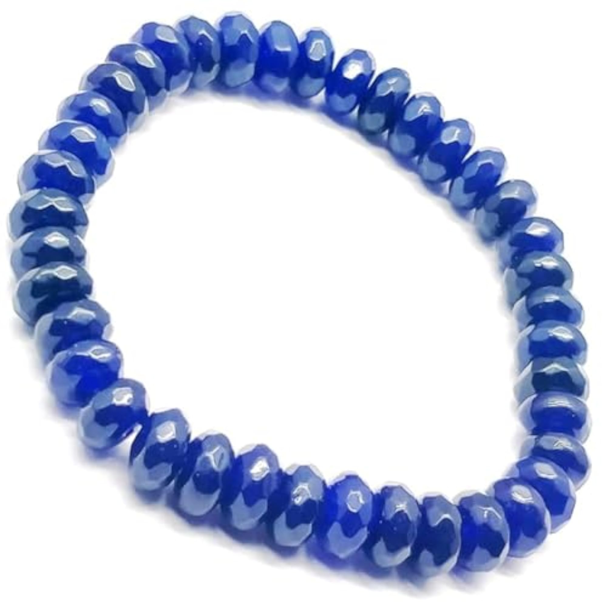 Natural Amethyst Faceted Cut Beads Stretch Bracelet, Unisex Healing