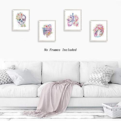 Chditb Unframed Flowers Skeletal Wall Art Print, Human Organs Art Printing, Body Anatomy Art Posters Abstract Anatomy Viscera Skull Wall Decor thumb #3