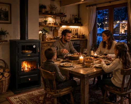 Miniatura 4 de Estufa De Leña Con Horno, Estufa De Cocina, Potencia De Calefacción De 14 Kw