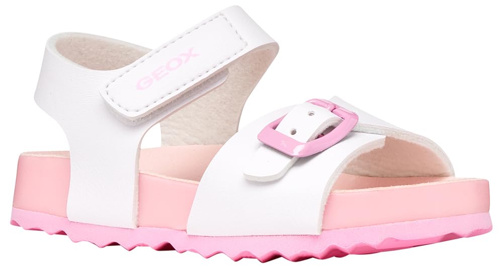 Geox Women's White/Pink Sandal Chalki Toddler Girl Size: 27