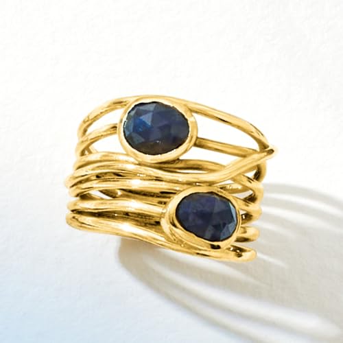 Image of Ross-Simons Gemstone Highway Ring in 18kt Gold Over Sterling