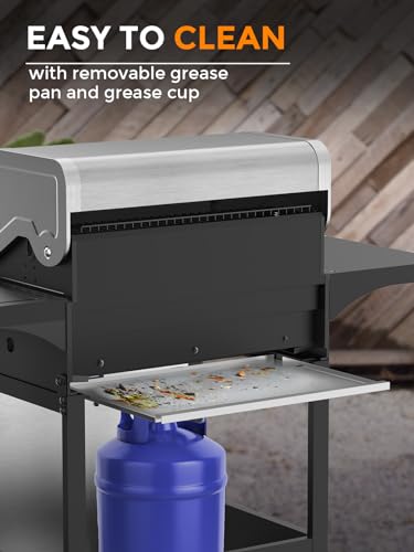 COWSAR 4-Burner BBQ Propane Gas Grill, 44000 BTU Stainless Steel Barbecue Grill with Side Table, 10000 BTU Side Burner, 4 Casters Easy Mobility, Ideal for Outdoor Patio Garden Picnic Backyard Cooking - Thumbnail 7