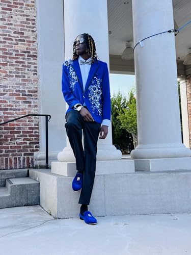 Mens Suit 2 Piece Slim Fit Tuxedo Suits for Men One Button Blazer Pant with Black Bow Tie Suit for Wedding Prom Party4