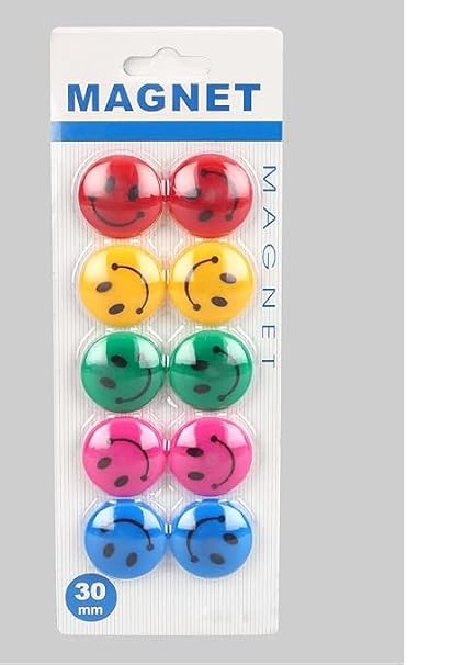 Qatalitic Round Cartoon Emoji Smile Smiley Face Fridge Magnets Refrigerator Magnetic Sticker Toys 3cm Diameter 10Pcs