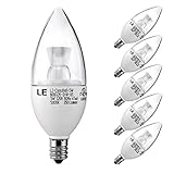 LE Dimmable Candelabra LED Light Bulbs, 40W Incandescent Bulbs Equivalent, E12 5000K Daylight White, 5W LED Torpedo, UL Listed, 350lm, 120 Flood Beam, LED Candle Bulbs, 5 Pack