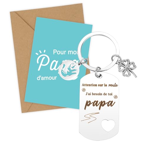 Cadeau Papa Porte-Clés Papa Cadeau Noel Fete Des Peres Idee Cadeau Retraite Homme Anniversaire Remerciement Porte Clef Avec Carte Cadeaux Beau Père Beau Papa Original De Fille Fils Belle-Fille