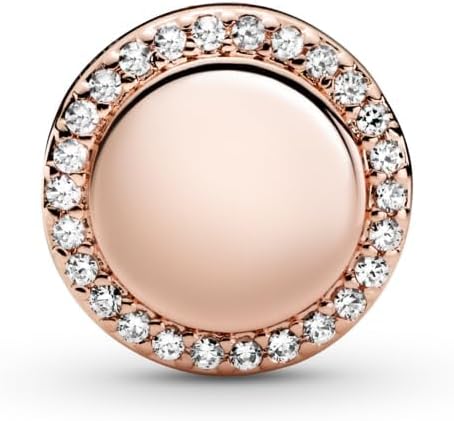 PANDORA Moments Engravable Sparkling Button Charm - Jewelry for Women - Includes Gift Box